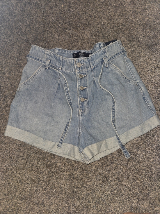 Hollister Pants - Hollister Light Wash Denim Tie-Belt High-Rise Shorts